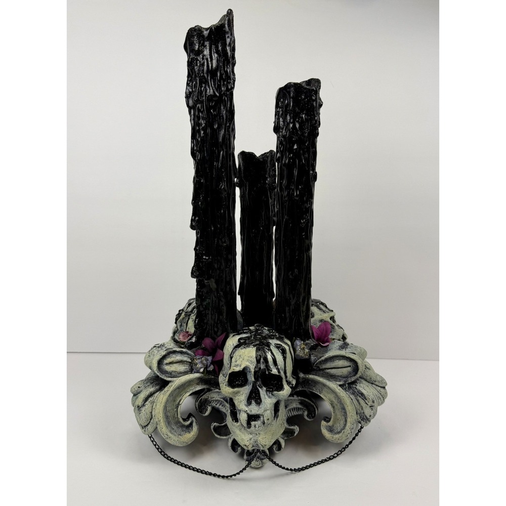 Katherine's Collection Halloween Skull Taper Candle Holder -Dead and Breakfast